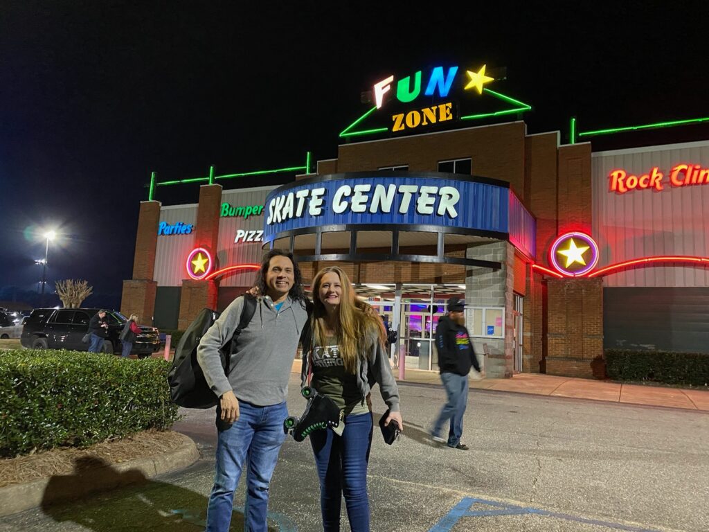 Liz and Eddy of SkateTakes at Fun Zone Skate Center in Dothan Alabama
